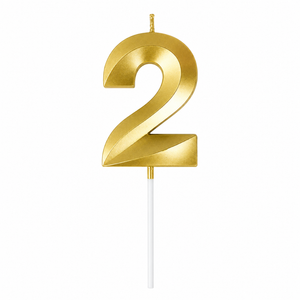 2 Number Candle Gold