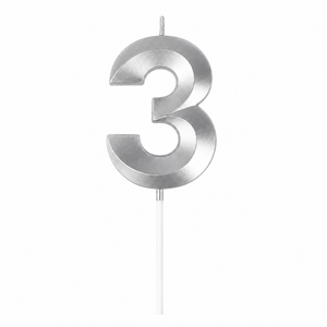 3 Number Candle Silver