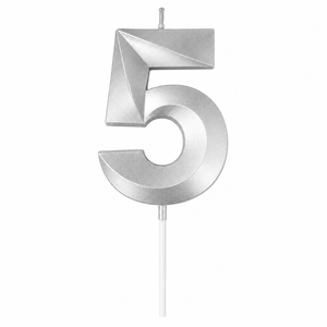 5 Number Candle Silver