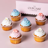 Baby Shower Booties and Blossoms Cupcakes