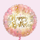 Happy Birthday (Gold on pink sparkles) Balloon