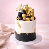 Black, White and Gold Celebration Cake