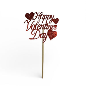 Happy Valentine's Day Red Cake Topper