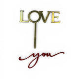 Love You Gold Cake Topper