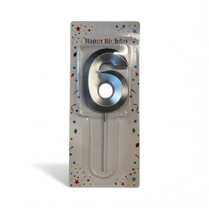 6 Number Candle Silver