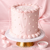 Vintage Cake Round with Ribbon & Hearts