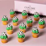 Soccer Ball Mini Cupcakes with Grass Piping
