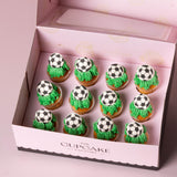 Soccer Ball Mini Cupcakes with Grass Piping