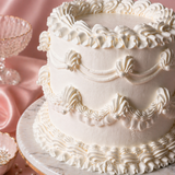 Vintage Cake Fancy Round White