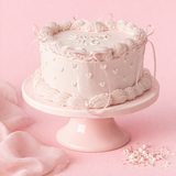 Vintage Cake Heart with Ribbon & Hearts