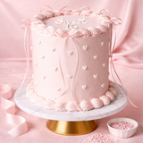Vintage Cake Round with Ribbon & Hearts