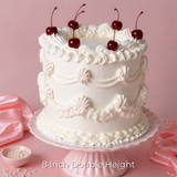 Vintage Cake Fancy Round White with Cherries