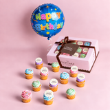 Birthday Wishes Gift with Mini Cupcakes & Balloon