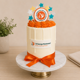 Corporate Logo Orange Drip Cake